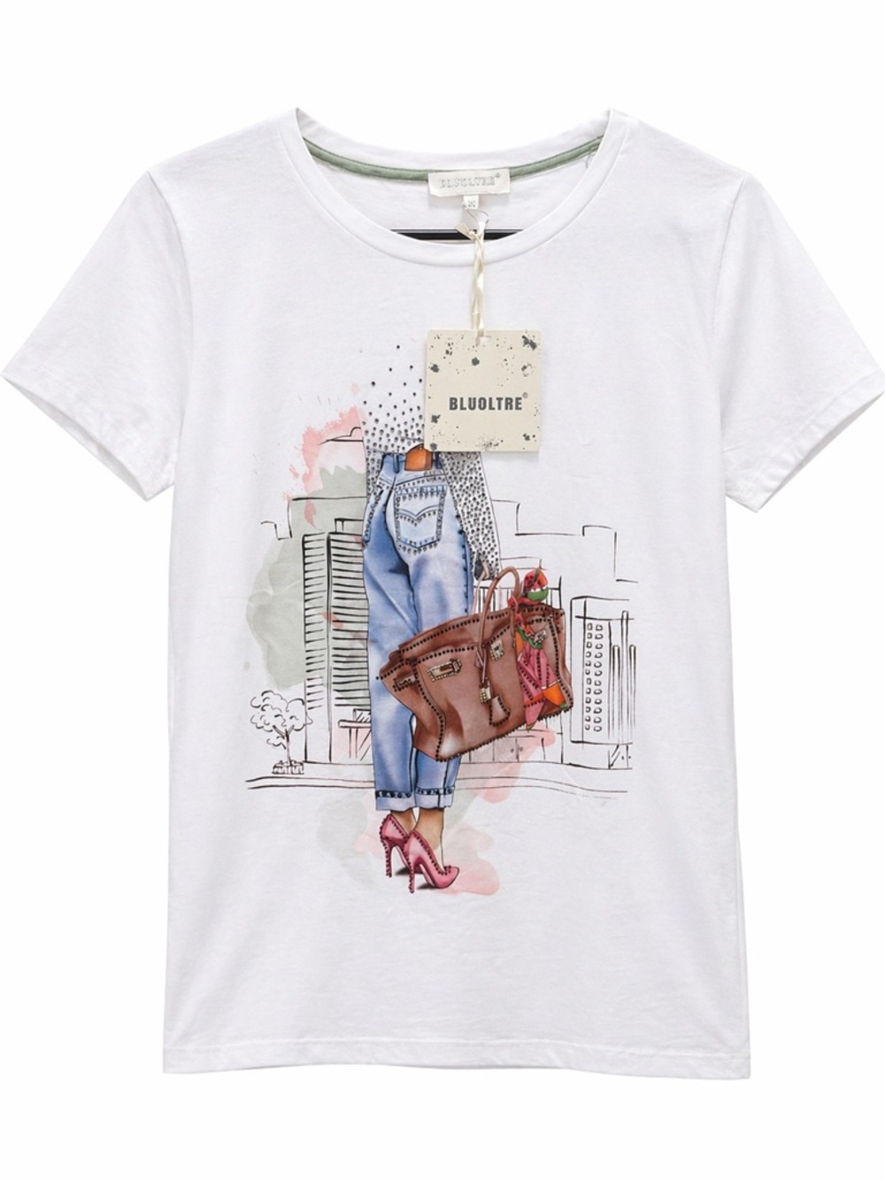 Beautiful Bag  fashion T-shirt with rhinestones size L-XL new with tag